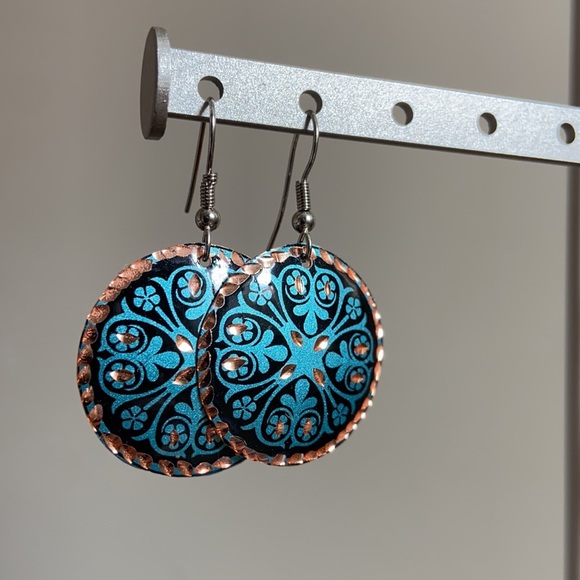Handmade Turkish Copper Earrings - Picture 2 of 7